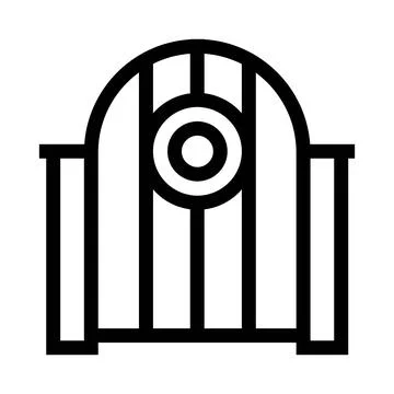 Minimalist gothic arch door gate line art icon Illustrazione stock