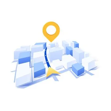 Minimalist GPS navigation. Concept of exploration and travel. City route Stock Illustration