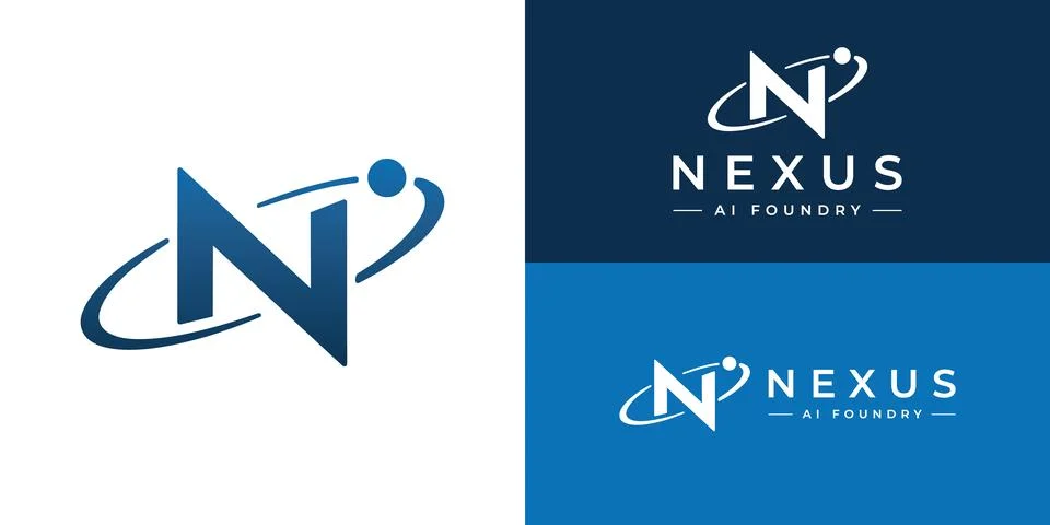 A minimalist, gradient blue logo for an AI research company 스톡 일러스트
