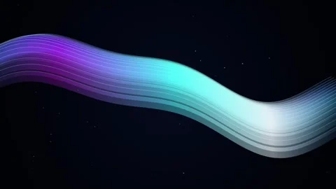 Minimalist Gradient Wave Ribbon and Stardust Particle Loop Stock Footage 345250306
