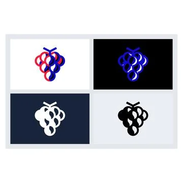 Minimalist Grape Logo Icon Set Vector Design Stock Illustration