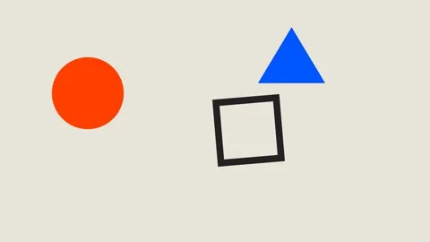 Minimalist graphic composition featuring a circle square and triangle shapes Video stock 335117152