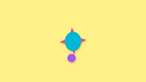 Minimalist graphic design featuring a blue circle with pink geometric shapes Stock Footage 338310742