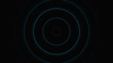 Minimalist graphic design featuring concentric blue rings on black background Stock-Footage 339617468