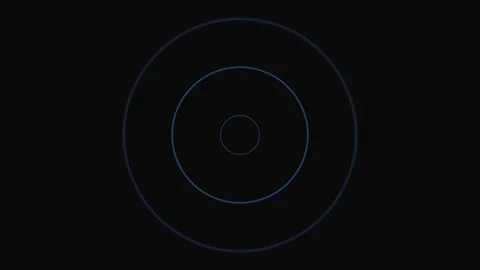 Minimalist graphic design featuring two concentric blue circles on black Stock Footage 339617357