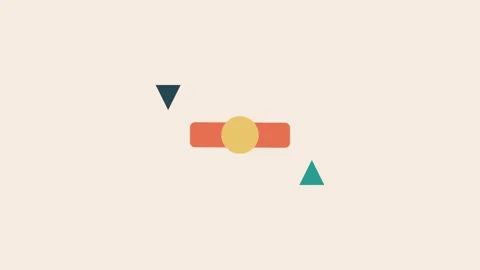 Minimalist graphic design featuring a yellow circle on an orange rectangle Stock Footage 338310225