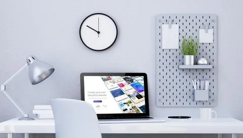 Minimalist graphic design studio with web design website Stock Illustration