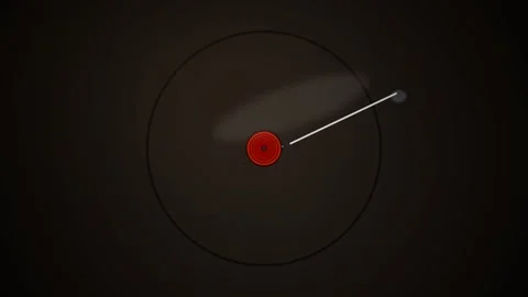 Minimalist graphic of a glowing red circular core with a white radial line Video stock 335117774