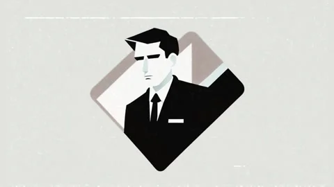 Minimalist graphic illustration featuring three identical businessmen portraits 스톡 동영상 346128008
