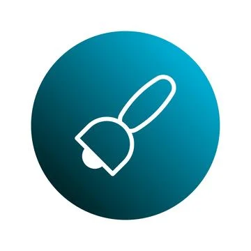 Minimalist graphic illustration featuring a white snow shovel outline again.. Illustration