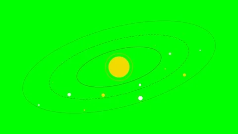 Minimalist graphic illustration of a solar system on a green background Stock Footage 340266687