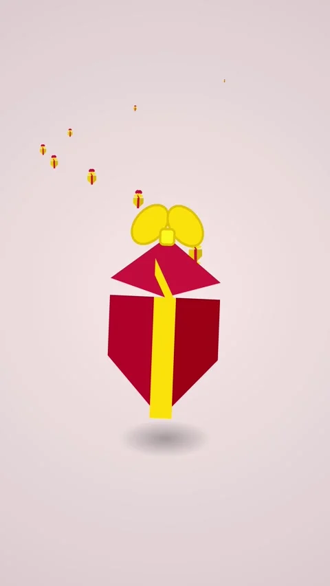 Minimalist graphic illustration of stylized red and gold wrapping bow for c.. Stock Footage 344933537