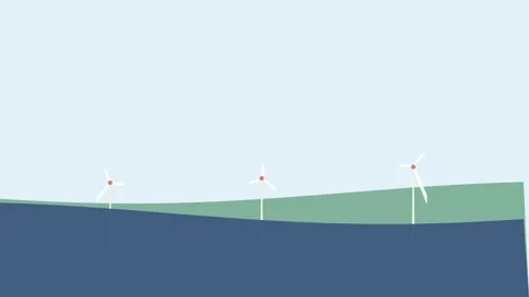 Minimalist graphic illustration of three vertical markers on a curved horizon Видео 336263397