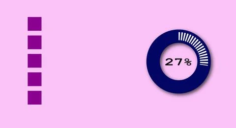 Minimalist graphic with progress bars and loading circle on a purple backgr.. Stock Illustration