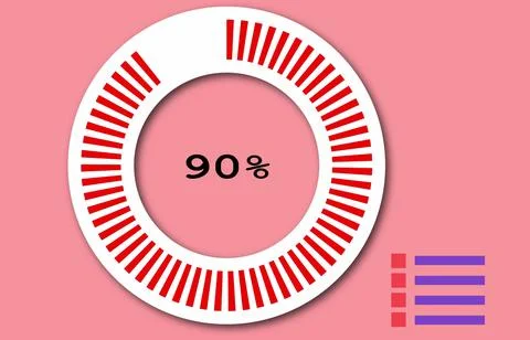 Minimalist graphic with progress bars and loading circle on a colorful back.. Stock Illustration
