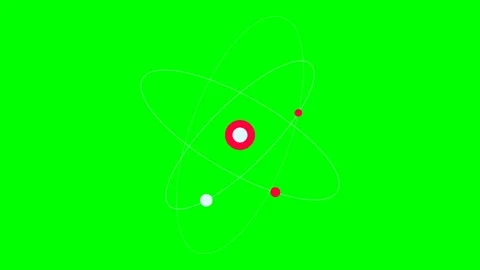 Minimalist graphic representation of an atom structure on a green background Stock Footage 340265071