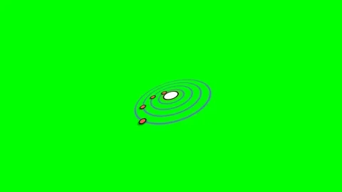 A minimalist graphic representation of a solar system on a green background Stock Footage 340267521