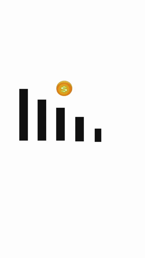 Minimalist graphic showing decreasing value trend vertical video. Abstract .. Stock Footage 321627671