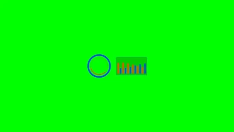 Minimalist graphic showing a loading circle and a bar chart on green screen Stock Footage 341839882