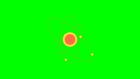 Minimalist graphic of a stylized atom structure on a vibrant green background Video stock 340901827