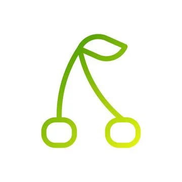 Minimalist Green Cherry Icon with a Subtle Gradient Stock Illustration