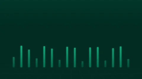 Minimalist green digital bar graph visualization on a dark background Stock Footage 338311360