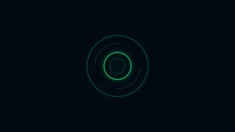 Minimalist green digital circular interface design on a solid black backgroun 動画素材 338310747