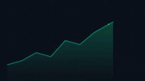 Minimalist green digital line graph isolated on a solid dark black background Видео 338310241