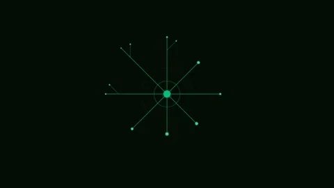Minimalist green digital network node visualization on a black background 库存影片 338310547