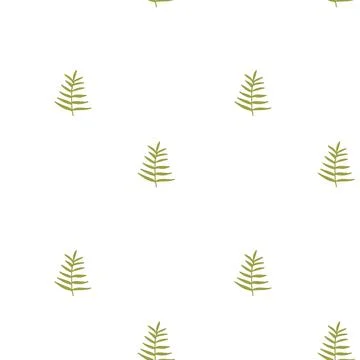 Minimalist green fern leaf pattern on white background Stock Illustration