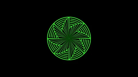 Minimalist green geometric mandala loop, symmetrical circular spiral pattern. 库存影片 337897114