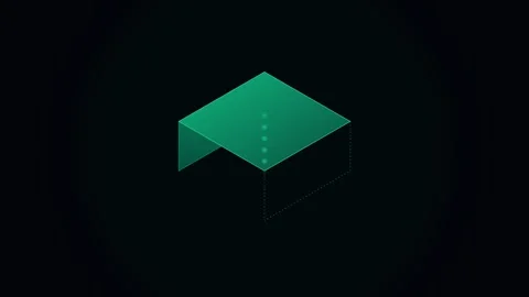 Minimalist green geometric shape floating against a deep black background Video stock 338310812