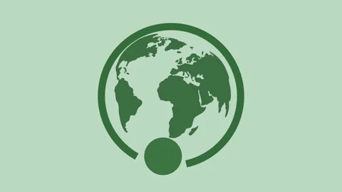 Minimalist Green Globe Icon On Light Green Background Stock Footage 333507309