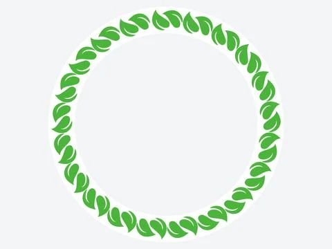 Minimalist Green Leaf Circle Frame Creating a Simple Botanical Border for C.. Stock Illustration