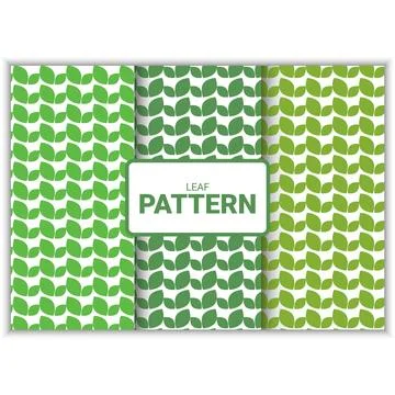 Minimalist Green Leaf Seamless Pattern Vector Set for Nature-Themed Backgrounds Stock Illustration