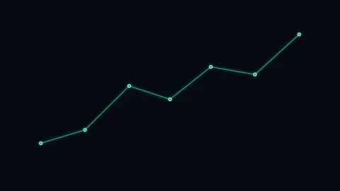 Minimalist green line graph representing a downward trend on black background Video stock 336263503