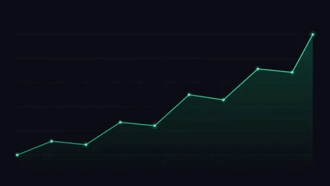 Minimalist green line graph visualization against a dark black background Video stock 339618531