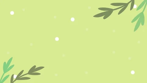 Minimalist green motion background with falling white dots and plant leaves.. Stock Footage 339216306