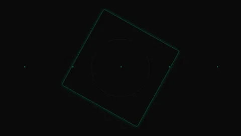 Minimalist green outlined square frame centered on a dark black background 스톡 동영상 339615343