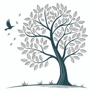 Minimalist Green Tree Flat Icon Stock Illustration