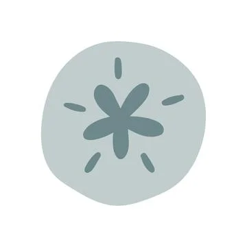 Minimalist grey sand dollar shell vector illustration with star pattern. Flat Stock Illustration