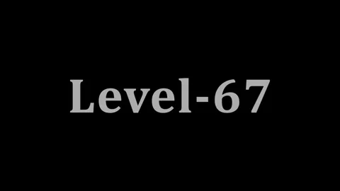 Minimalist grey text level 67 displayed against solid black background vide.. Stock Footage 337805016