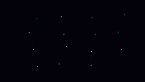 Minimalist grid of glowing blue light dots against a deep black background Stock Footage 339618588
