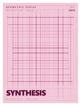 Minimalist grid pattern design featuring thin pink lines on pastel background 스톡 일러스트