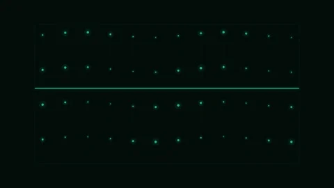 Minimalist grid pattern with glowing green dots on a dark background Stock Footage 338310052