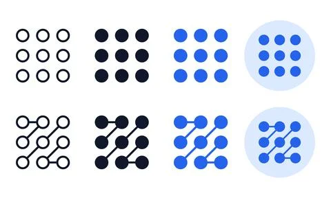 Minimalist grid pattern security passcode authentication icons represented .. Illustrazione stock