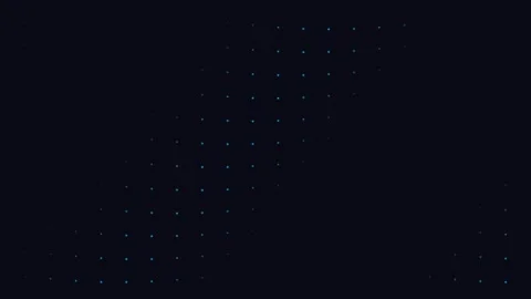 Minimalist grid of small glowing blue light dots on a dark black background 库存影片 336262535