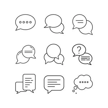 Minimalist Grid of Speech Bubbles Icons Illustrazione stock
