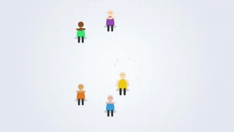 Minimalist group of diverse cartoon human figures representing community an.. Stock Footage 344649002