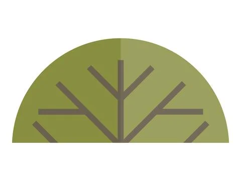 Minimalist Half-Circle Tree with Branches Symbol in Green and Brown 스톡 일러스트